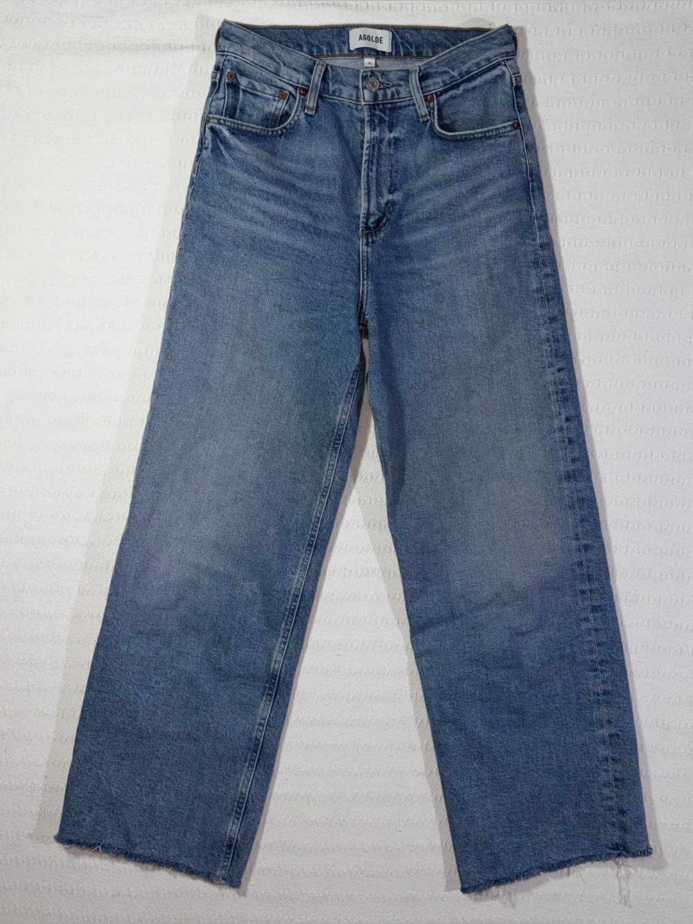 Agolde Womens Ren High Rise Wide Leg Medium Wash Blue Denim Jeans Size 26 - Picture 3 of 14